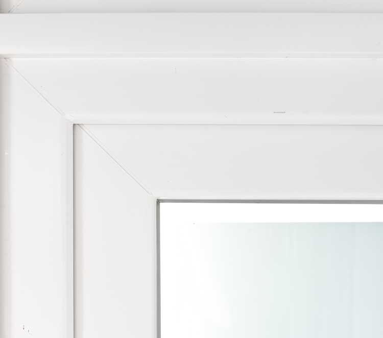 Porte extérieure 3 lignes claires PVC verre mat blanc 980x2180mm ouvrant à droite