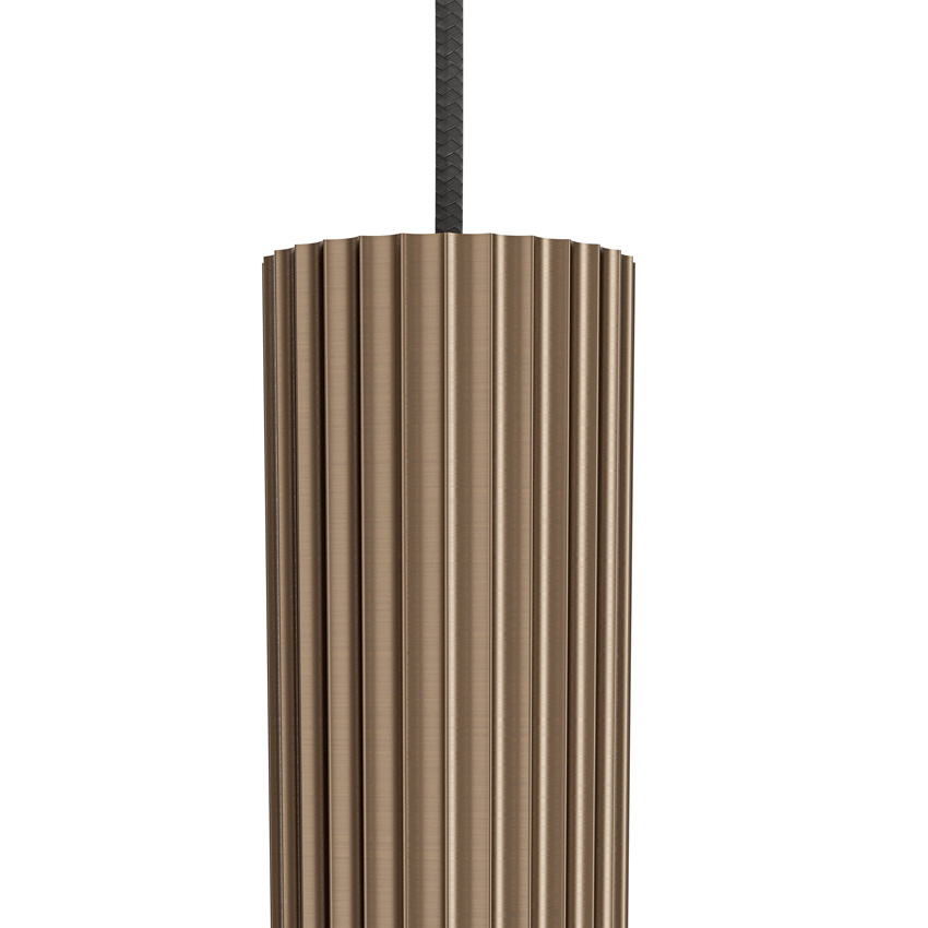 Hanglamp - donker brons - 96x14x102cm - dimbaar - E27 + GU10 - 3x40W + 3x7W - excl. lichtbronnen
