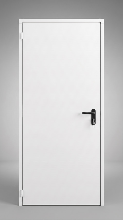 Porte technique acier blanc isolée 99x204,5cm réversible