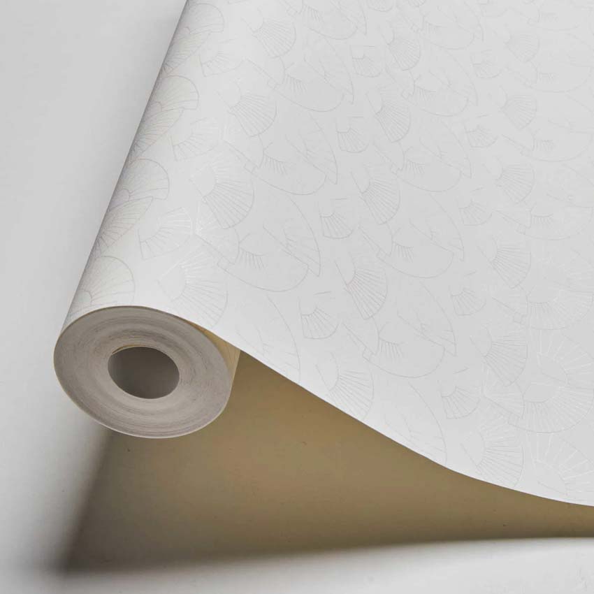 Vinyle sur papier peint intissé blanc + éventails 0,53x10m