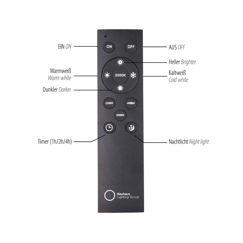 Suspension Easy Lift - Noir - 101cm - Dimmable - 5x8W - 2200-5000K - avec télécommande