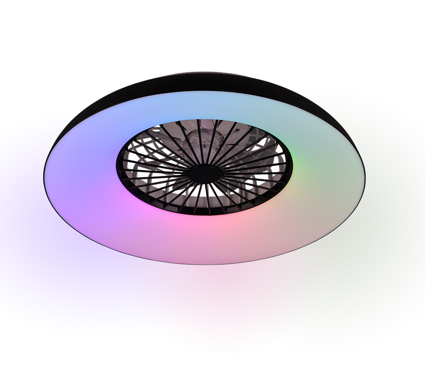 Plafondlamp/ventilator - Ø60cm - LED dimbaar - CCT - 1x24W - 2700/6500K + RGB - zwart