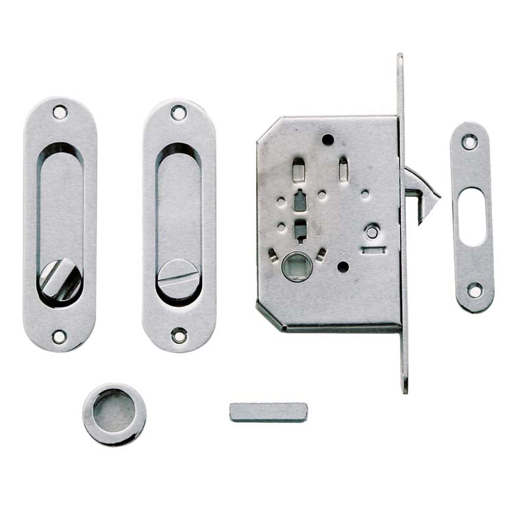 Coquille de porte altamura ovale avec serrure nickelé par set