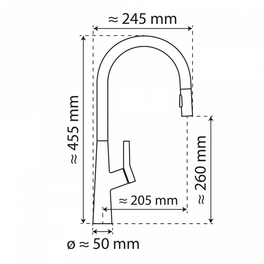 Robinet de cuisine Wasserwerk WK 9 Sphere graphite mat avec bec extractible