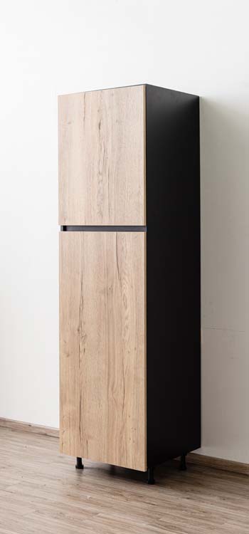 Armoire de cuisine Plenti armoire colonne réfrigérateur noir/aspect bois 60x208cm