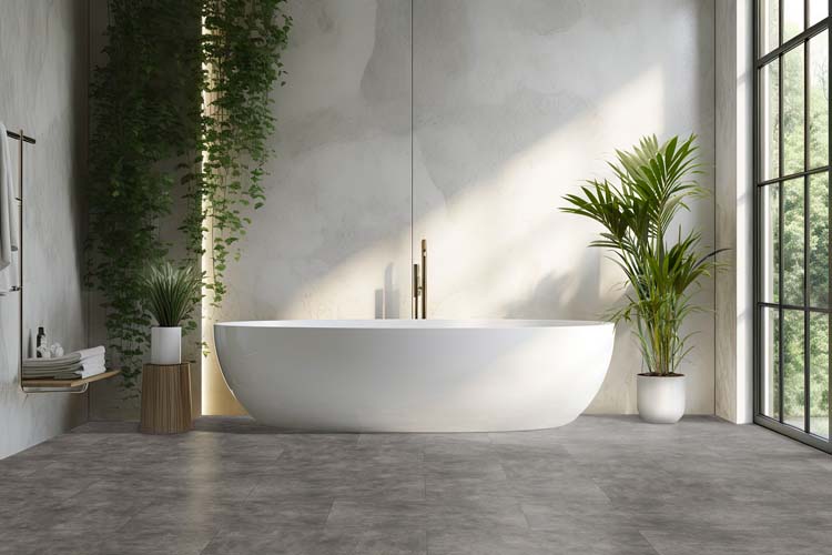 Vinyl vloer Dumafloor Mystique tegel 5mm donkergrijs 73x39,9cm met ondervloer Vinyl vloer Dumafloor Mystique tegel 5mm donkergrijs 73x39,9cm met ondervloer