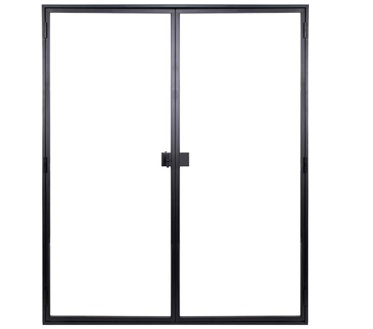 Porte intérieure double en acier Black Glamour noir 2x1V poussant à droite sur mesure