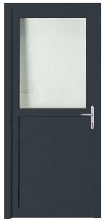 Buitendeur halfglas PVC 3 dubbel helder glas antraciet/wit 980x2180mm rechtstrekkend
