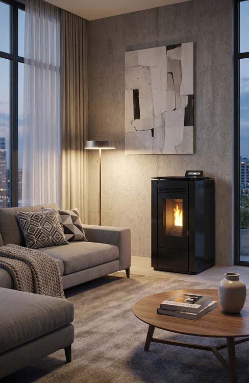 Poêle à granulés Modèle 10 - 9,3kW - 185m³ - noir - 44x48x102cm