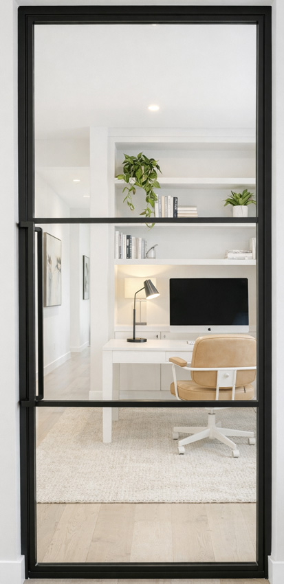 Porte intérieure simple en acier Tirza noir 3R pivotante sur mesure