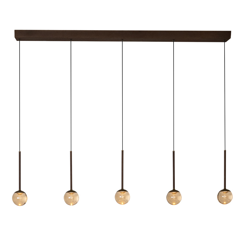 Lucide Premium Calina - Hanglamp - LED dimbaar - CCT - 5x8,2W - 2200K/3300K - Met vervangbare LED-module - Koffie