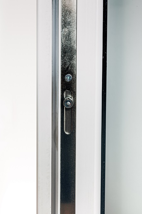 Buitendeur glas met 2 klare lijnen PVC wit L 980x2180mm