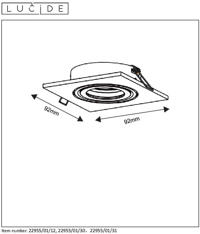 Inbouwspot vierkant - wit - GU10