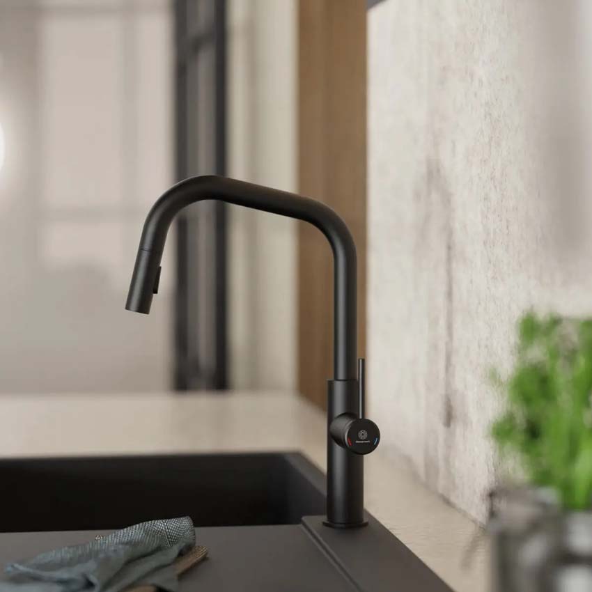 Keukenkraan Wasserwerk WK 13 Edge mat zwart met uittrekbare uitloop