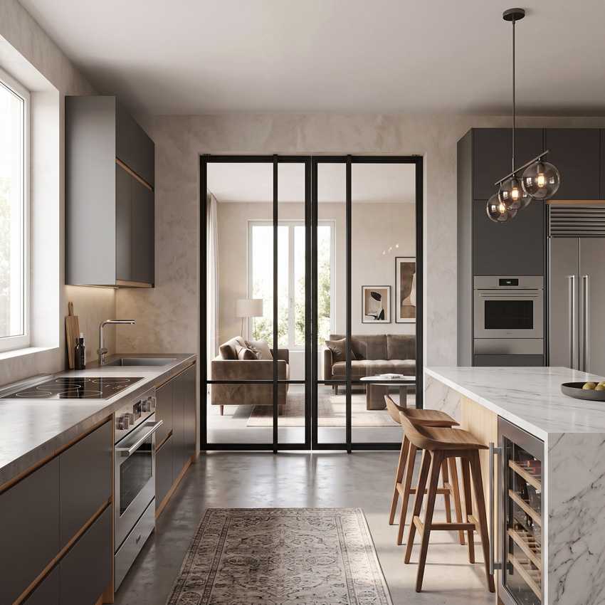 Porte intérieure double en acier Tirza noir 2x4R pivotante sur mesure