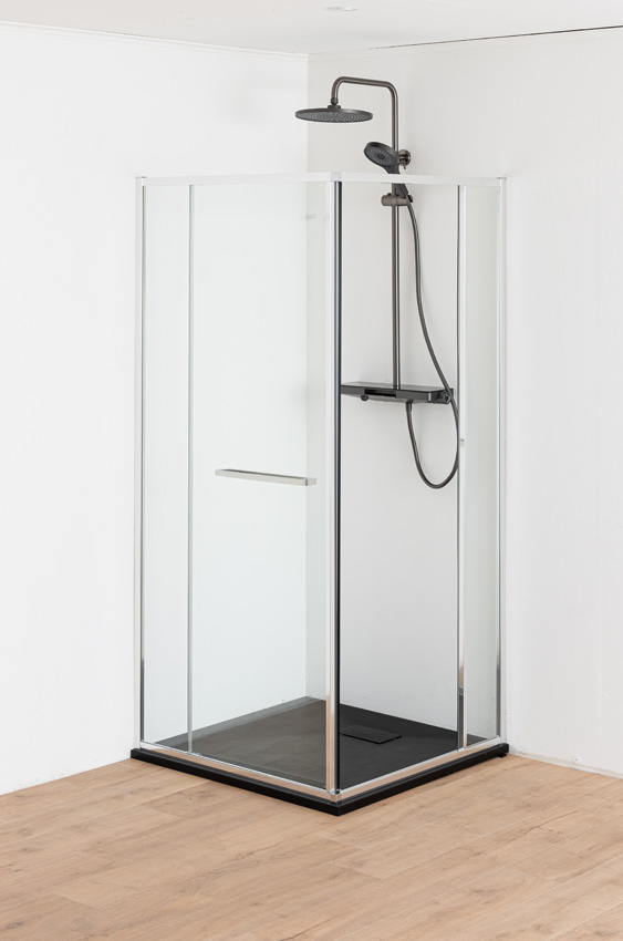 Douchehoek Ares met plaatsbesparende deur chroom 90x90x190cm