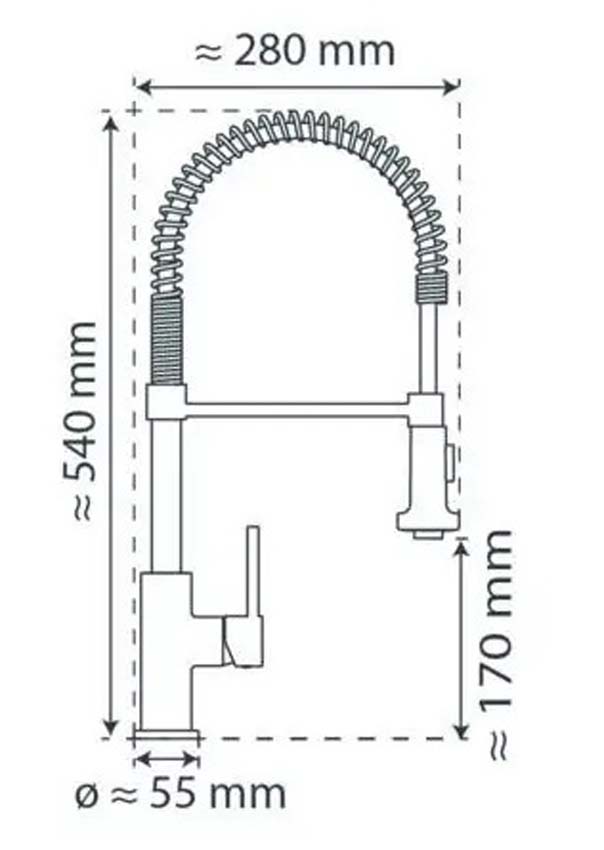 Keukenkraan Blizz chroom met uittrekbare uitloop