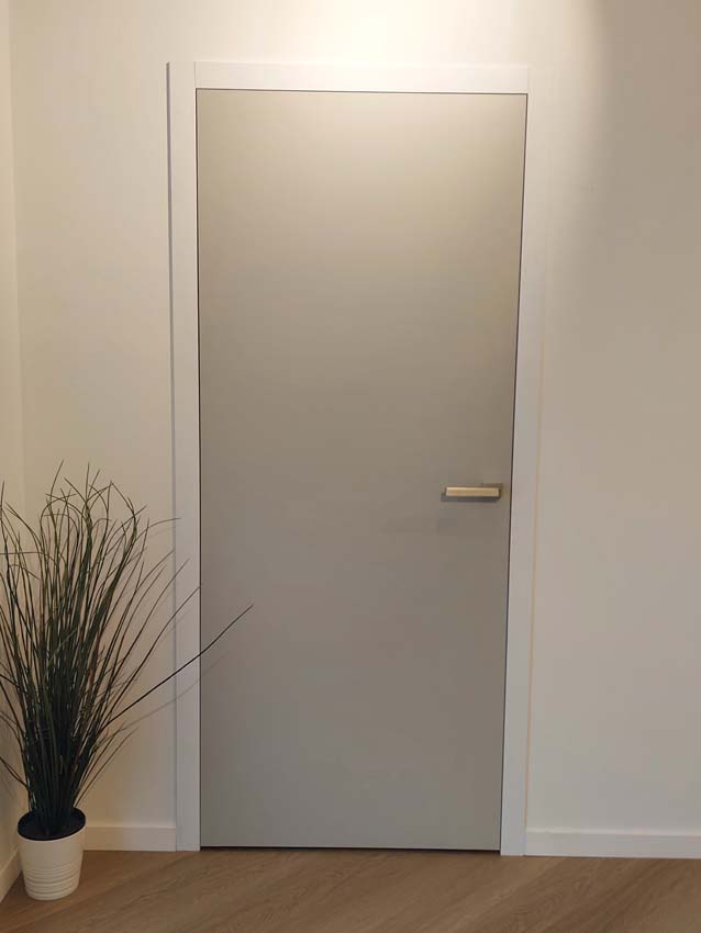 Porte intérieure complète Senso gris 201,5x83cm aggloméré tubulaire réversible + châssis blanc 20cm