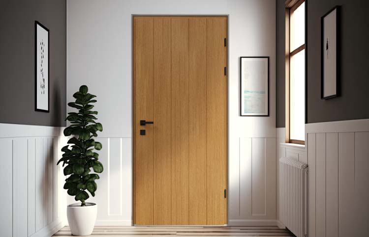 Porte extérieure bois Duero meranti naturel 980x2180mm ouvrant à droite