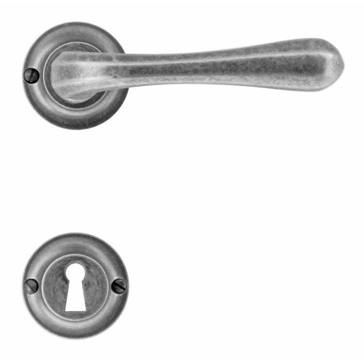 Poignée de porte pro alassio vieil argent rosace barbe
