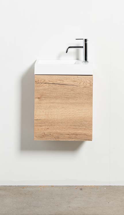 Toiletmeubel Domino eik wastafel glanzend wit 45x40x22cm