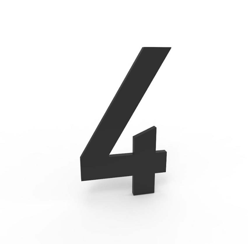 Numéro de maison 4 eSafe en aluminium noir 10cm / épaisseur 4mm