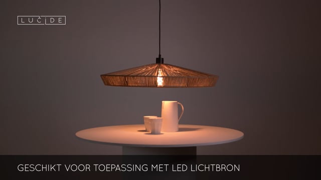 Lucide YUNKAI - Hanglamp - Ø 70 cm - 1xE27 - Licht hout