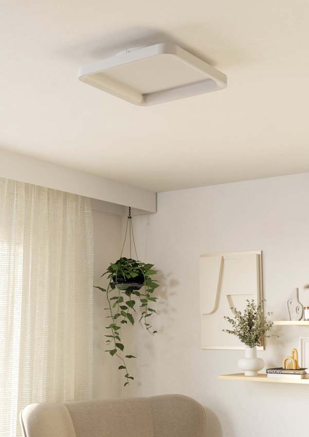 Plafonnier - Blanc - 35x35cm - Dimmable - LED - 1x18W - 2700-6500K - télécommande