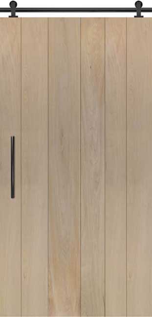 Complete enkele schuifdeur Country eik 103x180-231,5cm + rail zwart