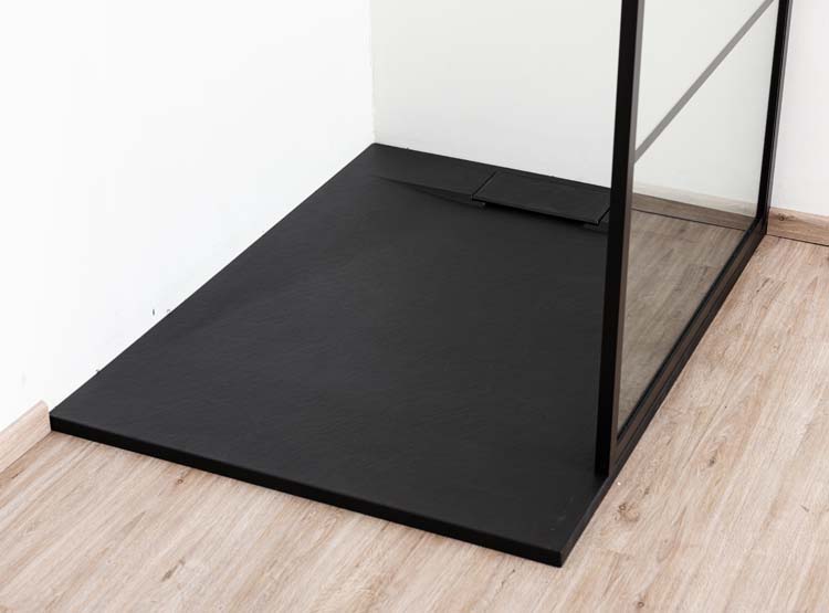 Receveur de douche Miro SMC noir mat aspect ardoise 160x90cm