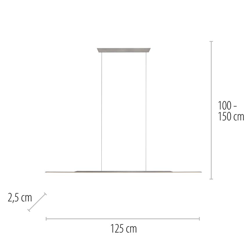 Suspension - Gris - 125cm - Dimmable - 1x18W - 3000K