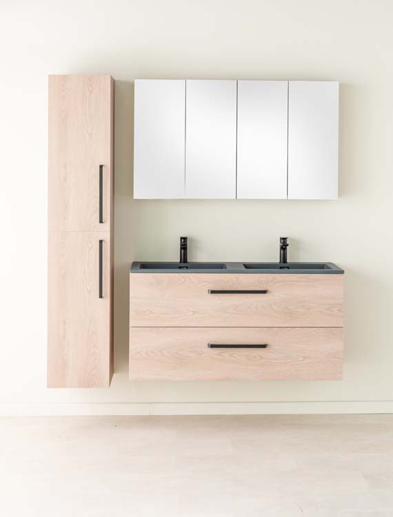 Meuble salle de bain Chêne Bison 1200 mm lavabo ciment