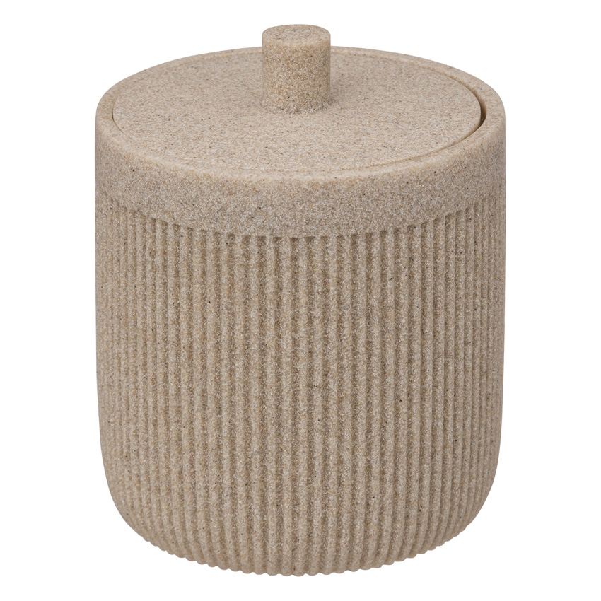 Support pour disques de coton Lou polyrésine beige 9,9x9,9x12cm