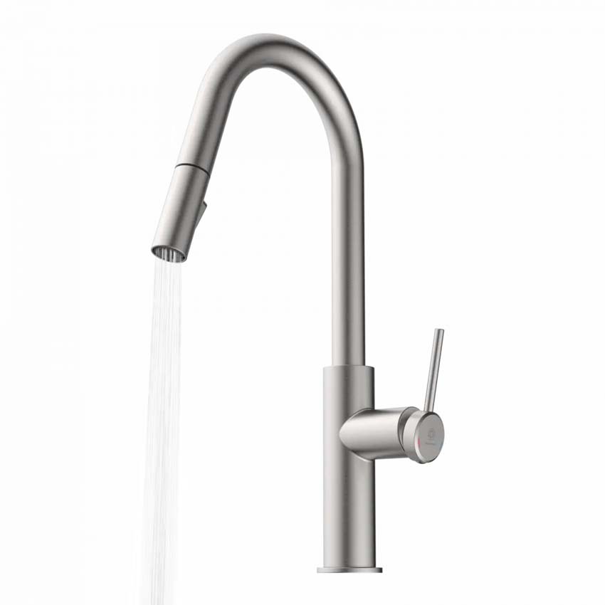 Keukenkraan Wasserwerk WK 13 Curve inox-look met uittrekbare uitloop