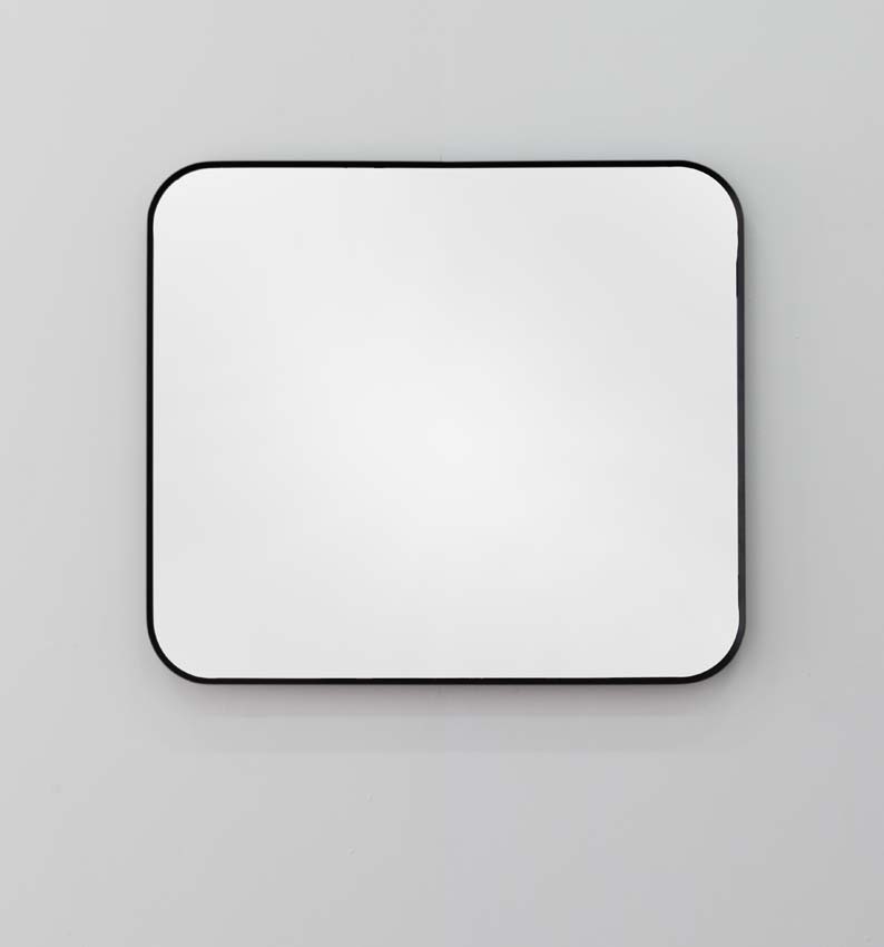 Miroir Fenna rectangulaire LED arrondi avec cadre noir 80x70cm