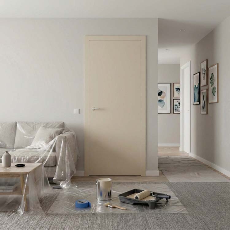 Bloc-porte fini invisible flat âme tubul.73cm à peindre 211.5cm rév.