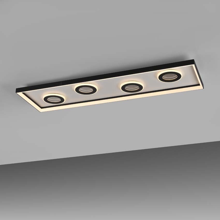 Plafonnier - noir - 100x30cm - dimmable - 32W - 2700-5000K - avec télécommande