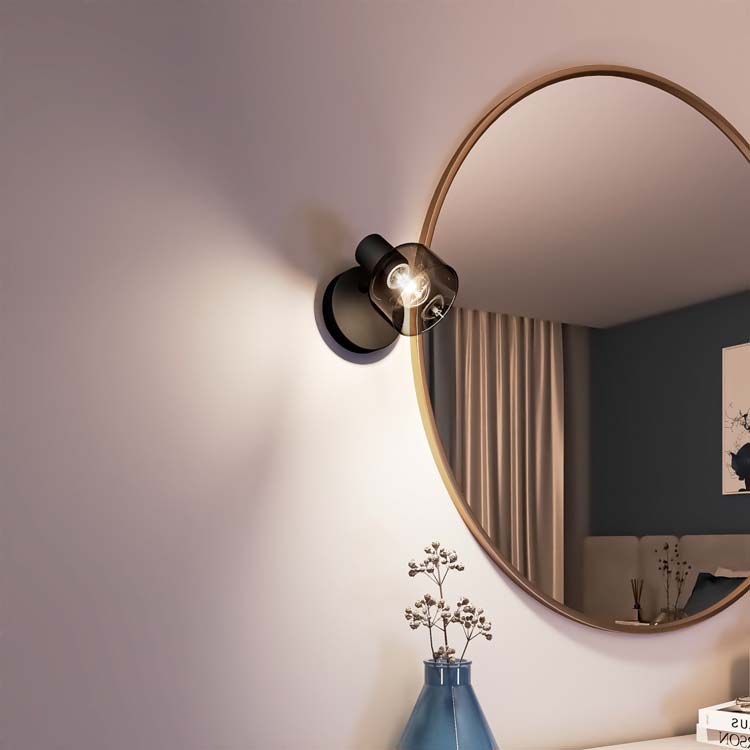 Opbouwspot - glas kort - dimbaar - E14 - 1x25W - excl lamp - zwart