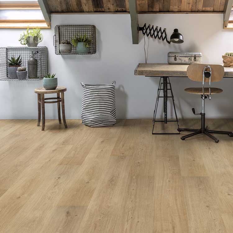Sol vinyle Floorify Cider planche 4,5mm beige 152,4x22,5cm