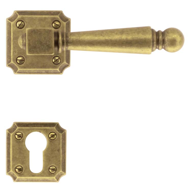 Poignée de porte pro genua vieux jaune rosace cylindre
