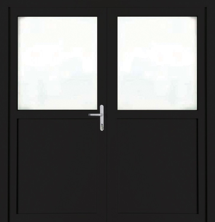 Porte extérieure pvc noire/noire double demi-vitrée D SUR MESURE