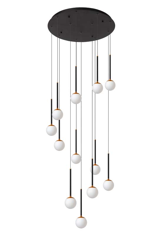 Lucide Premium Calina - Suspension - Ø69,9cm - LED dimmable - CCT - 12x7W 2200K/3300K - Noir