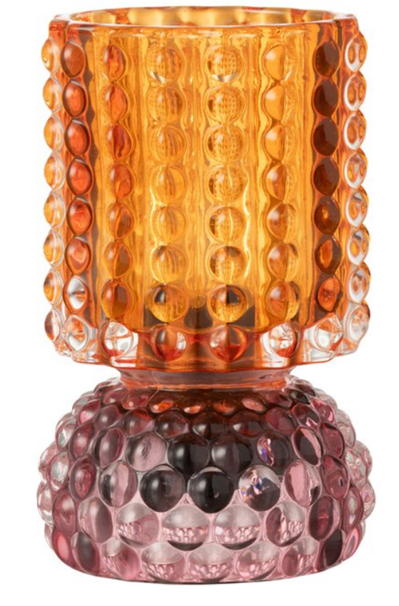Lamp - LED - glas - oranje/roos - 10x10x16cm - 1 stuk