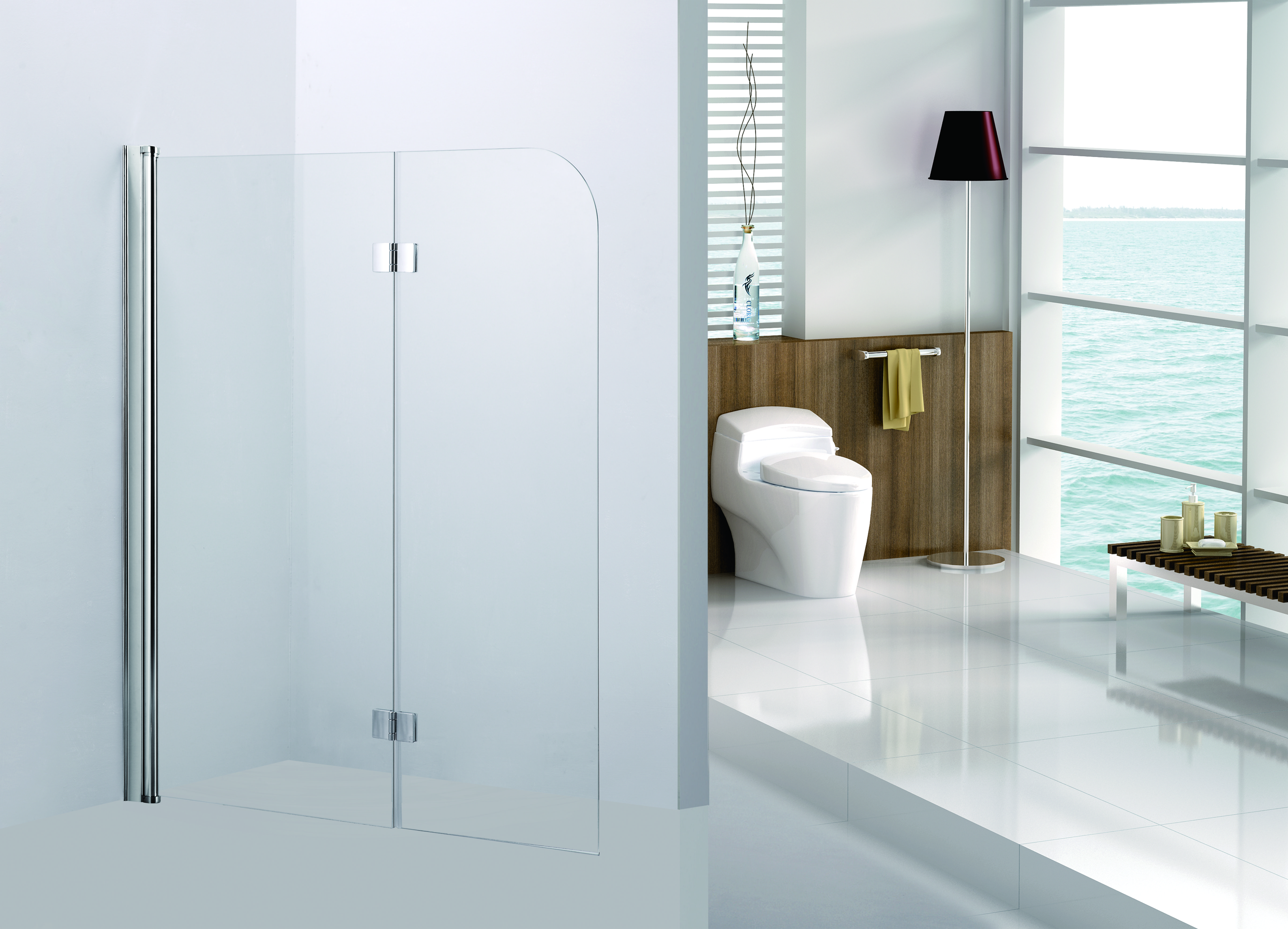 Badwand Asher chroom links/rechts 120x130cm