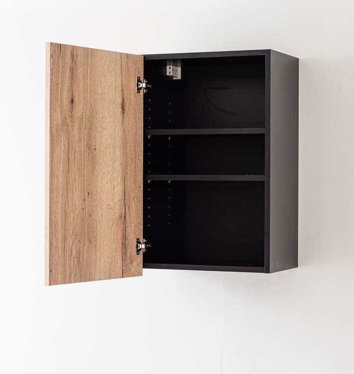 Armoire de cuisine Plenti armoire suspendue noire/aspect bois 50x78cm