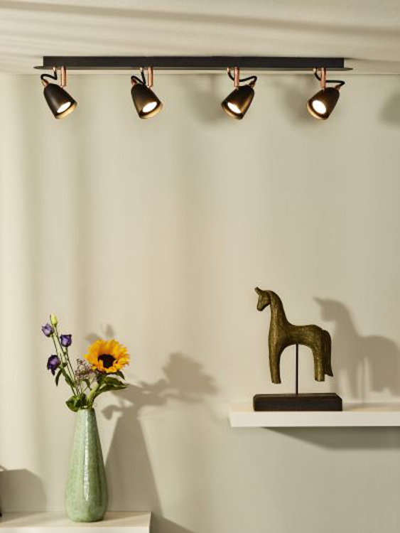 Plafondspot - LED Dimb. - GU10 - 4x5W 3000K - Koper