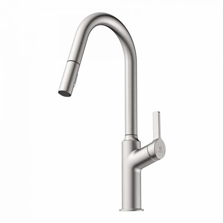 Keukenkraan Wasserwerk WK 12 inox-look met uittrekbare uitloop