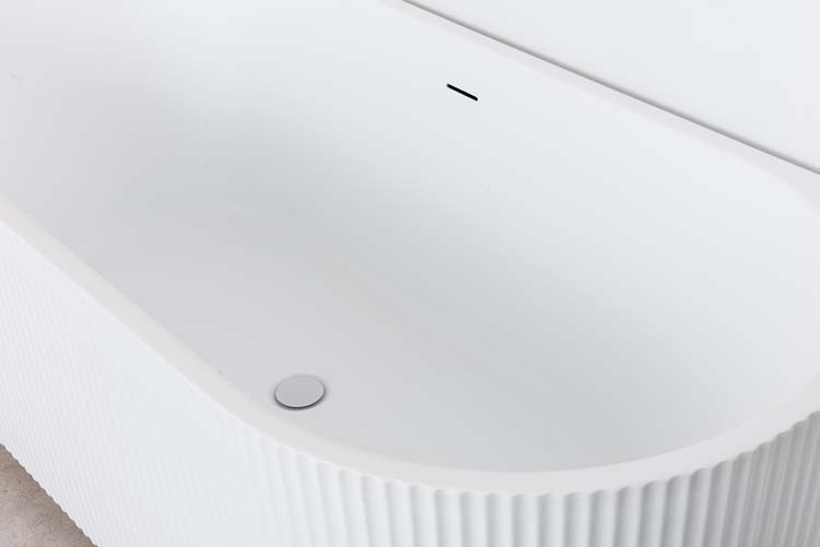 Hoekbad Chris mat wit geribbeld links 170x80cm