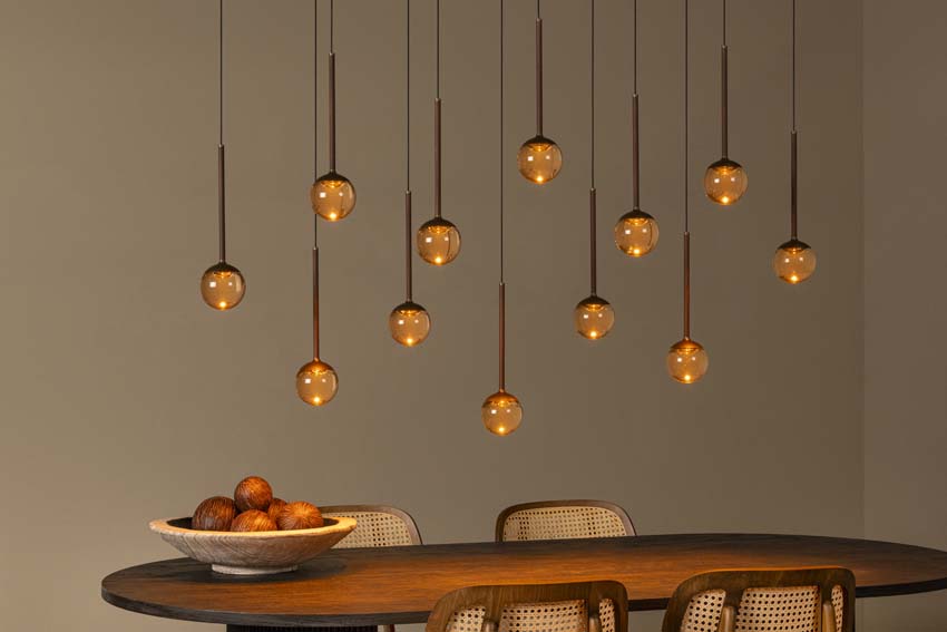 Lucide Premium Calina - Suspension - LED dimmable - CCT - 12x7W 2200K/3300K - Café