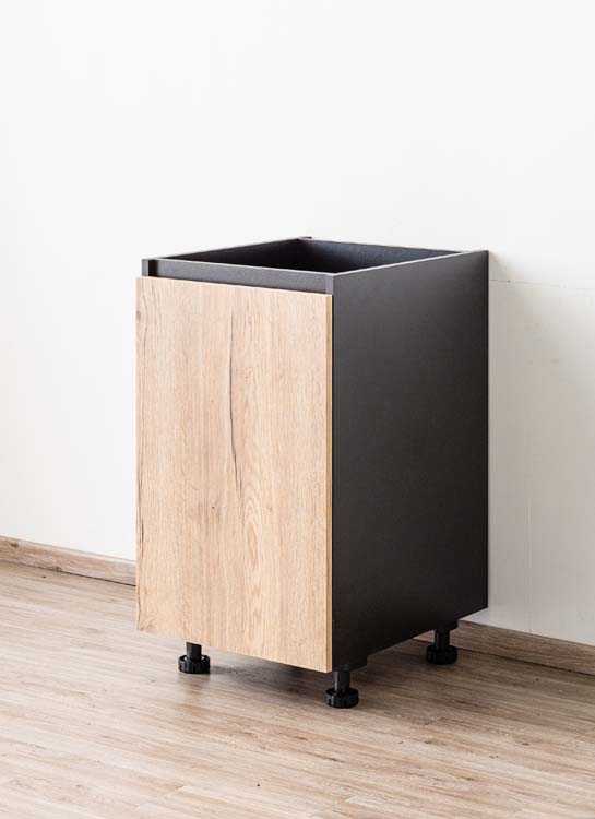 Armoire de cuisine Plenti meuble bas, noir/aspect bois, 50x78cm